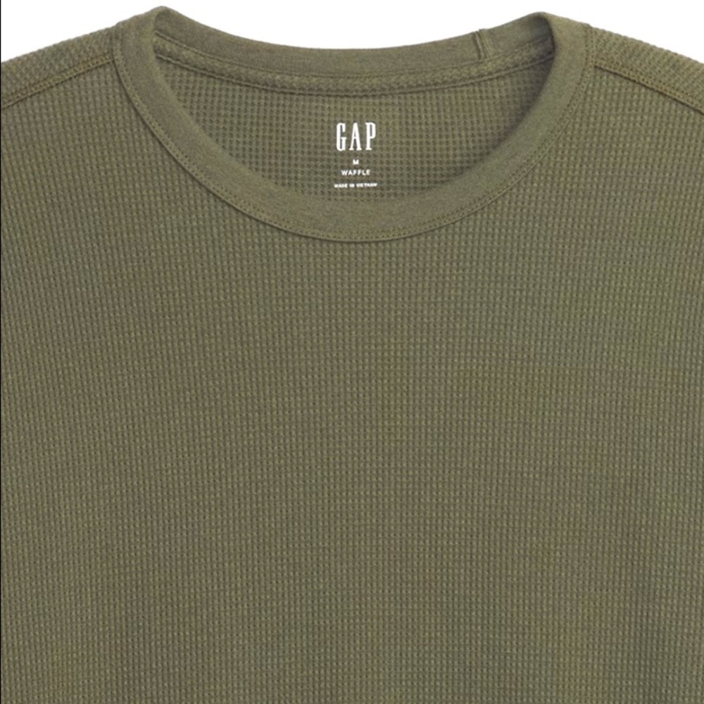 NEW W/TAGS - Mens Waffle-Knit Crewneck T-Shirt w/Pocket Long sleeve